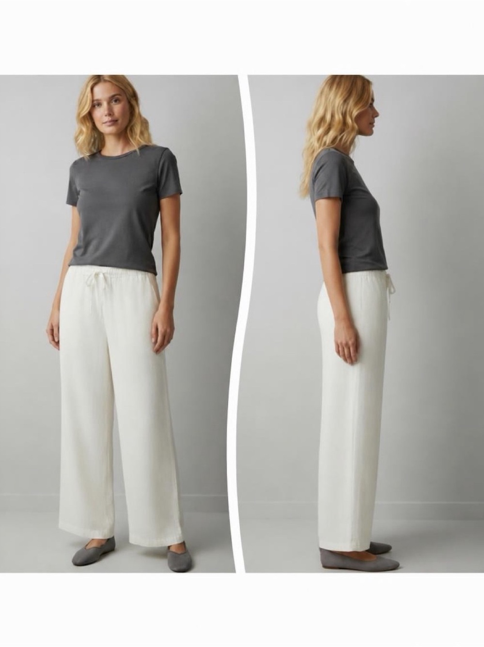VINCE Cotton Blend Tie-Waist
Wide Leg Lounge Pants